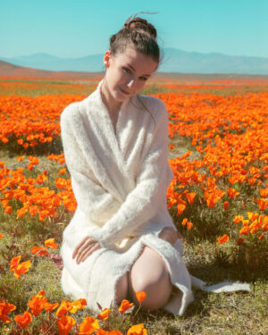 Emily Bloom Posing With Poppies